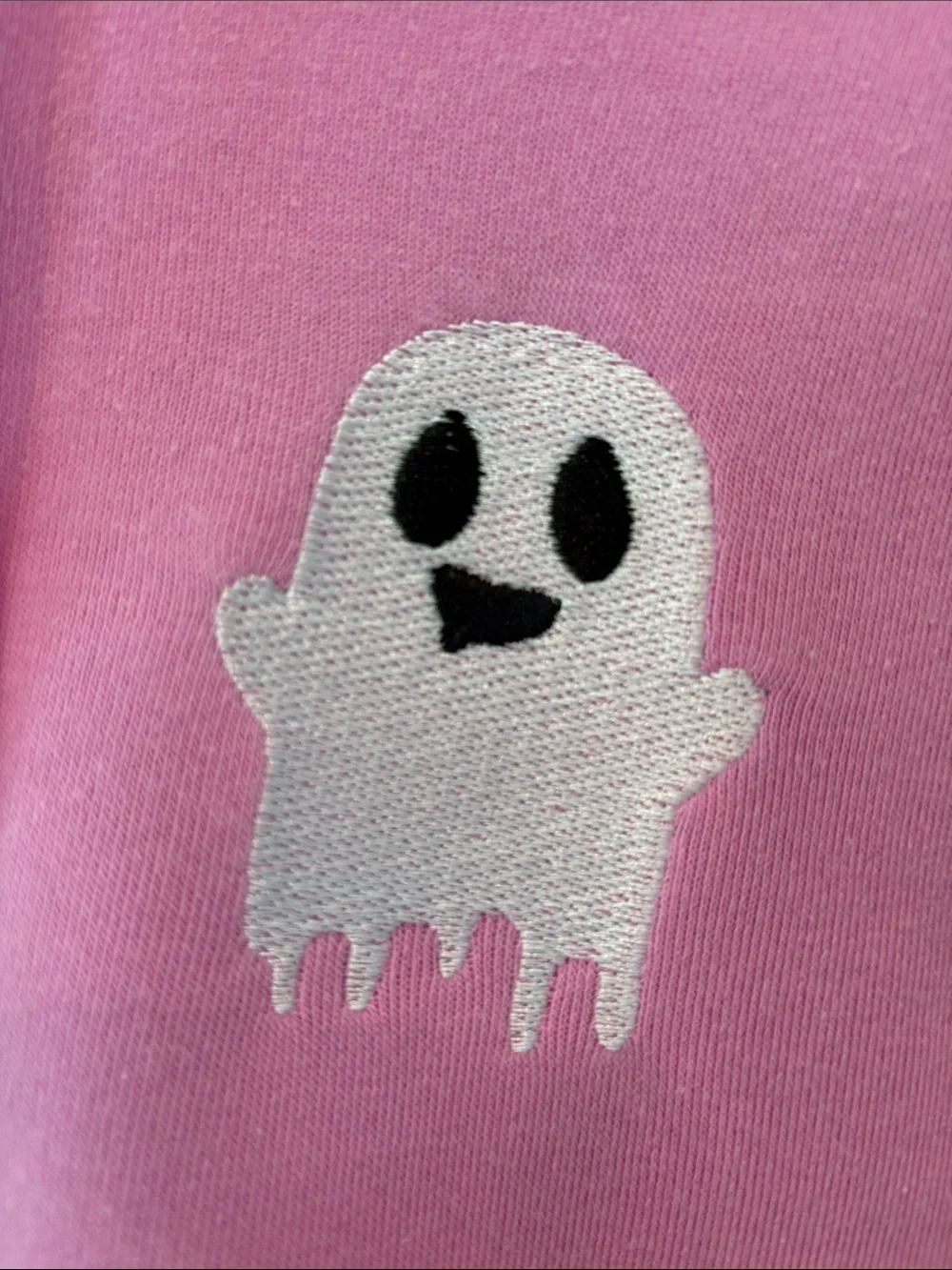 Pink NWOT Hoodie with Cute Ghost Patch-Firm - Picture 2 of 4